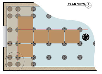 Plan View of Pedestal Paver Layout