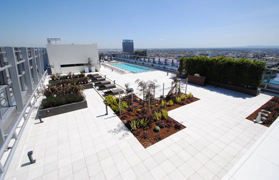 Terrazzo White Porcelain Pavers Rooftop Pool Deck 02