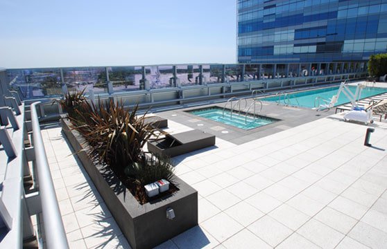 Terrazzo White Porcelain Pavers Rooftop Pool Deck 04