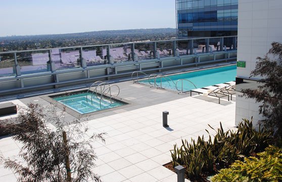 Terrazzo White Porcelain Pavers Rooftop Pool Deck 05