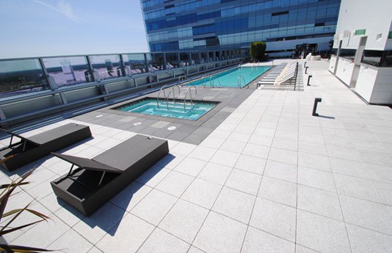 Terrazzo White Porcelain Pavers Rooftop Pool Deck 06