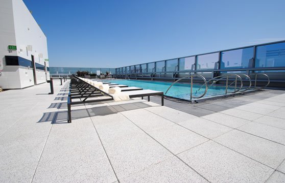 Terrazzo White Porcelain Pavers Rooftop Pool Deck 07